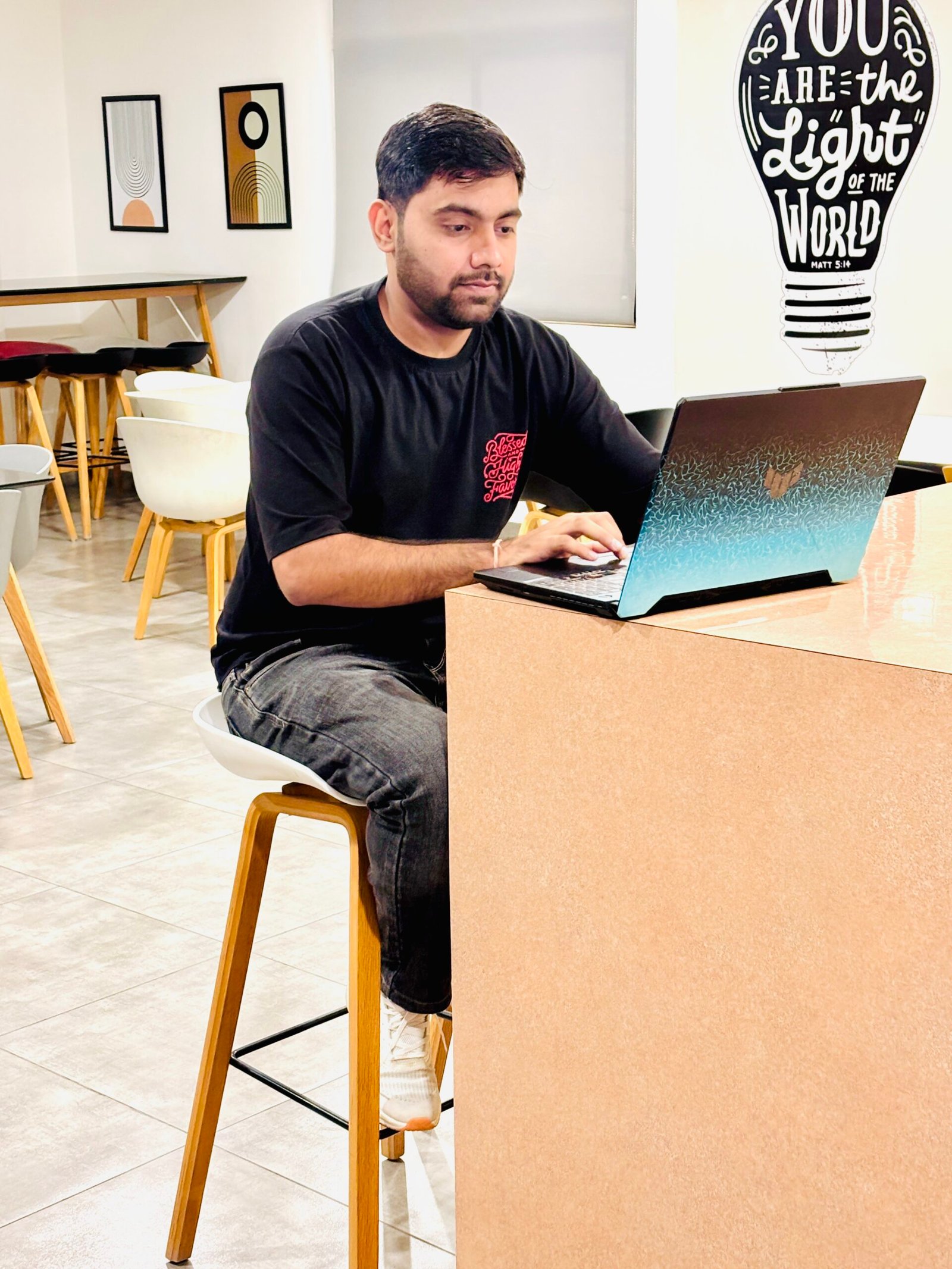 Working on Laptop